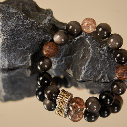 大英博物馆x苏州博物馆亚述系列 亚述巴尼拔 太阳花 发晶黑曜石手链 商品图3