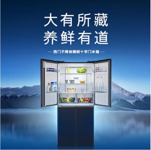 西门子冰箱（202709）十字对开门550升大容量一级能效变频铂金抗菌净味风冷无霜玻璃面板湖蕴蓝KC565683EC 商品图0