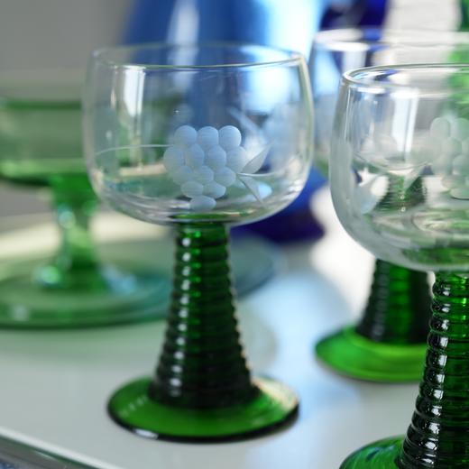 欧洲中古蚀刻葡萄高脚酒杯X0574 商品图2