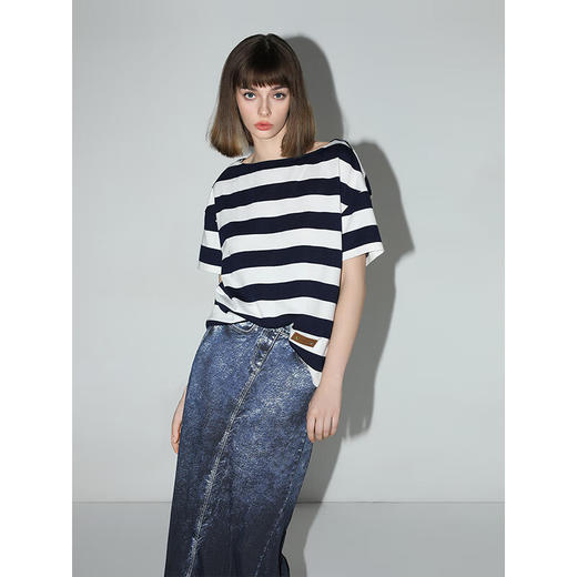 COCOBELLA设计师款手绘牛仔印花半身裙女弹力包臀裙HS112B 商品图2