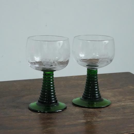 欧洲中古蚀刻葡萄高脚酒杯X0574 商品图6