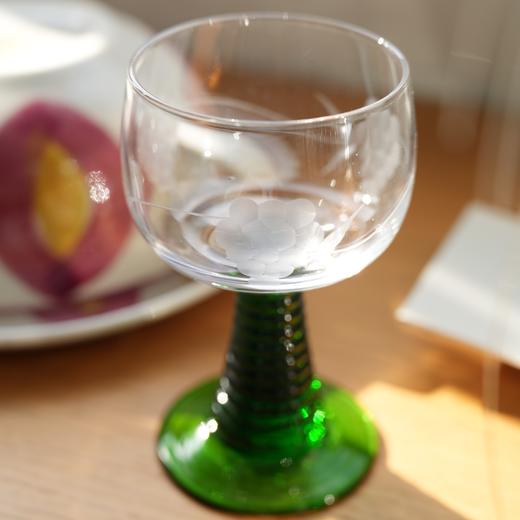 欧洲中古蚀刻葡萄高脚酒杯X0574 商品图3