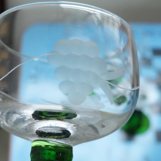 欧洲中古蚀刻葡萄高脚酒杯X0574 商品图5