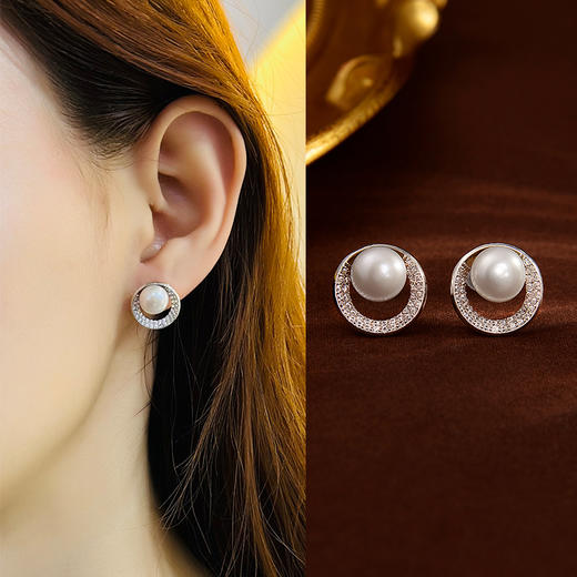 yszz-04012【云赏珠宝】天然珍珠耳环925纯银耳针 商品图1