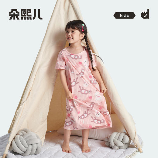 【60S透气棉】朵熙儿女童短袖睡裙纯棉夏季薄款小女孩睡衣家居服 商品图1