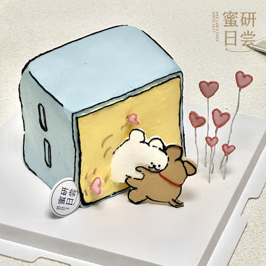 P009“线条小狗贴贴” 立体手绘蛋糕 商品图1