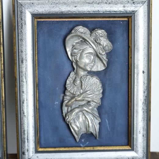 意大利锡制浮雕女孩挂画 签名 商品图2
