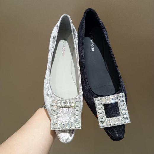 西村名物2024年秋季新款镶钻方扣小尖头舒适浅口单鞋U24CE37761 商品图0