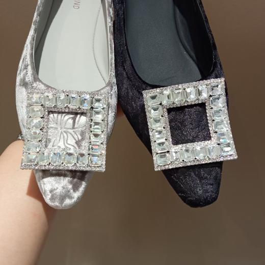 西村名物2024年秋季新款镶钻方扣小尖头舒适浅口单鞋U24CE37761 商品图4