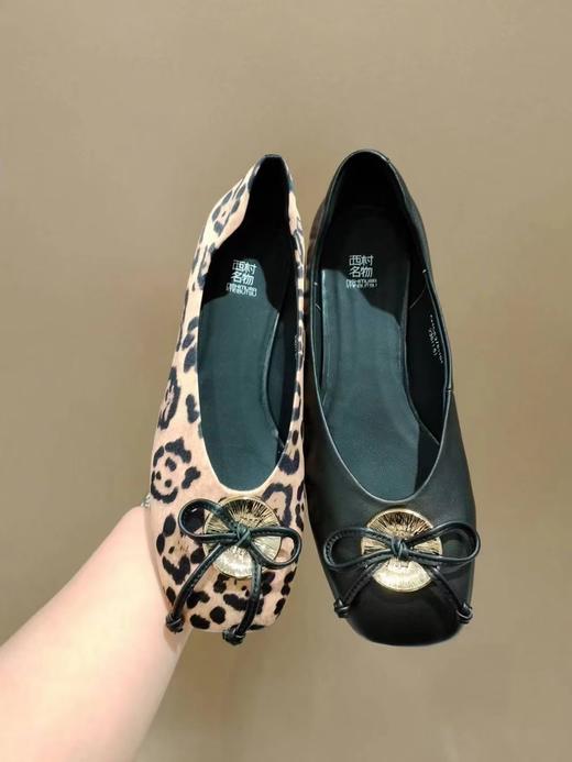 西村名物2024年秋季新款蝴蝶结饰扣小圆头舒适浅口单鞋X24CE37811 商品图0