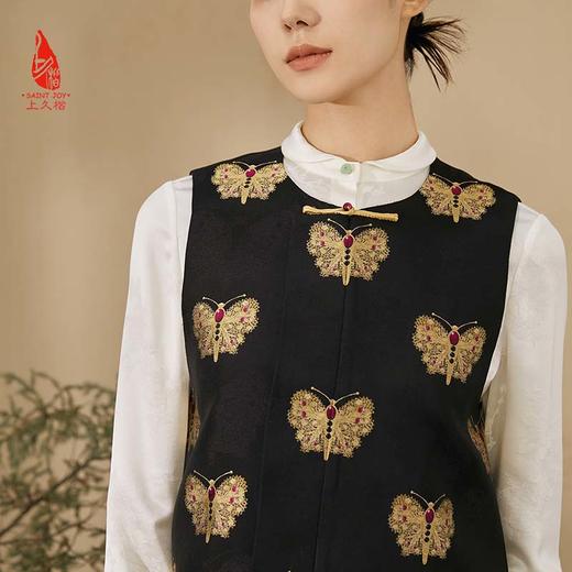 SAINTJOY/上久楷女式宋锦马甲 黑金色 DWS23070 商品图1