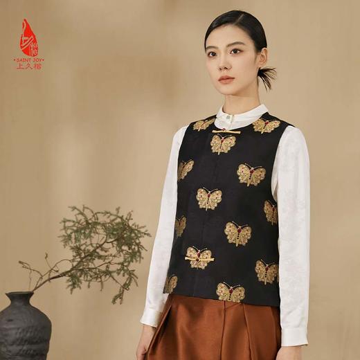 SAINTJOY/上久楷女式宋锦马甲 黑金色 DWS23070 商品图0
