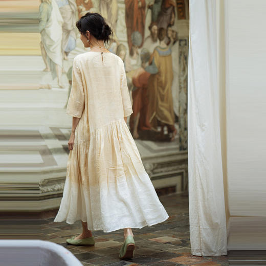 * 绽放375朵【甜茶系列·澳白咖啡】咖啡豆植物染双层渐变色连衣裙 商品图2