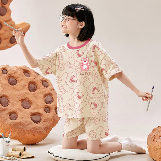 【29.9/套】儿童款睡衣女童睡裙卡通公主风宝宝短袖短裤套装宽松中大童男女童家居服聚 商品图5