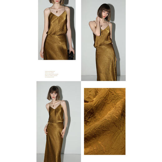 COCOBELLA[100%醋酸]重工斜裁肌理半身裙早秋气质鱼尾裙HS0039B 商品图1