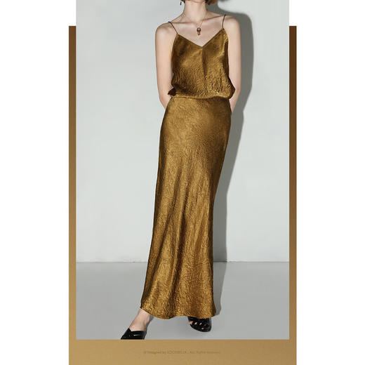 COCOBELLA[100%醋酸]重工斜裁肌理半身裙早秋气质鱼尾裙HS0039B 商品图2