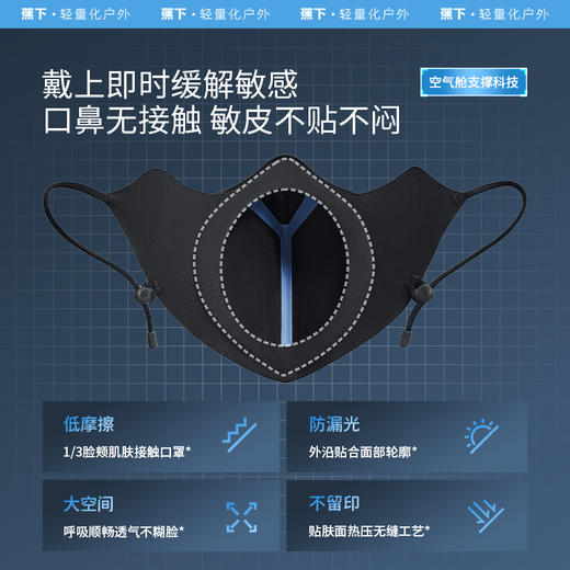 蕉下屏护罩防晒口罩SS35724空腔支撑黑胶冰丝透气敏感肌修护脸罩 商品图1
