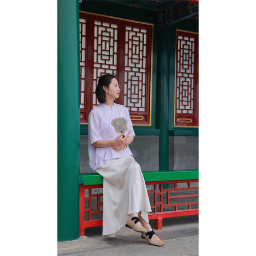 【抖音专属】紫襟-斜襟衬衫（24710753-远山紫） 商品图2