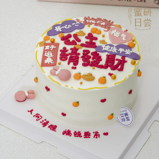P005"公主请发财" 手绘蛋糕 商品图1