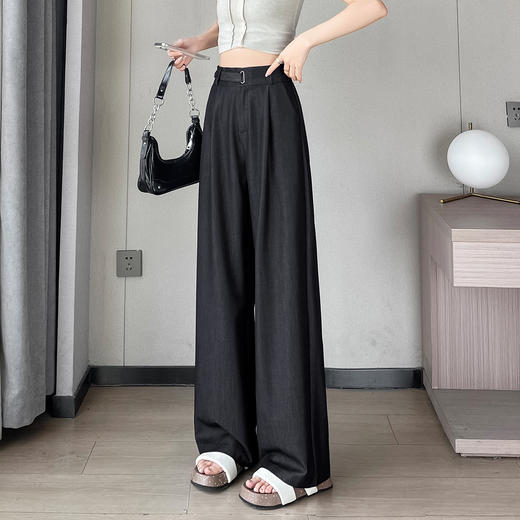 冰氧天丝软牛仔阔腿裤薄款2025女春夏新款高腰垂感显瘦宽松休闲冰丝直筒设计感长裤子 商品图2