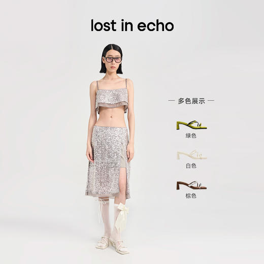 [福利价]lost in echo2024夏季新款交叉细条带蝴蝶结外穿高跟凉拖鞋一脚蹬 商品图1