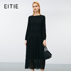 EITIE爱特爱秋季新款气质压褶飘舒适显瘦黑色连衣裙7907606 商品缩略图0