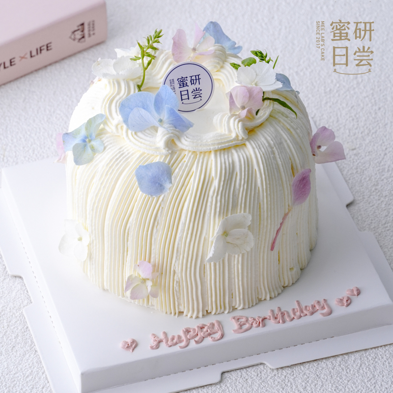 0861 "秀气" 绣球花瓣 蛋糕