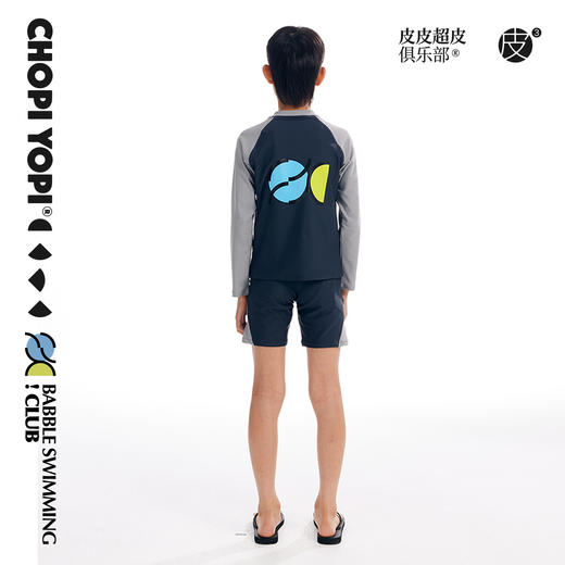 chopiyopi童装 儿童半拉链长袖泳衣短裤套装夏季防晒分体男童泳衣 商品图2
