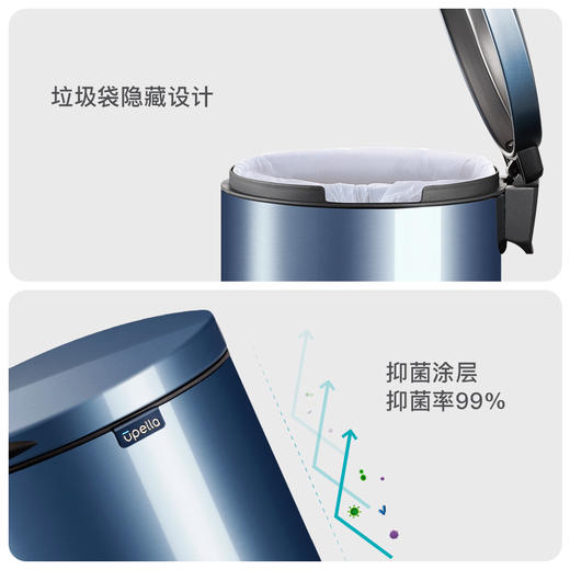 优百纳NEW百慕系列脚踏式卫生桶垃圾桶-5升（薄荷绿） 商品图4