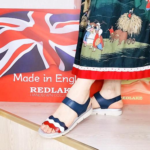 限时特价——西班牙原产优雅超舒适女士皮凉鞋12250-蓝白红法兰西风情 商品图6