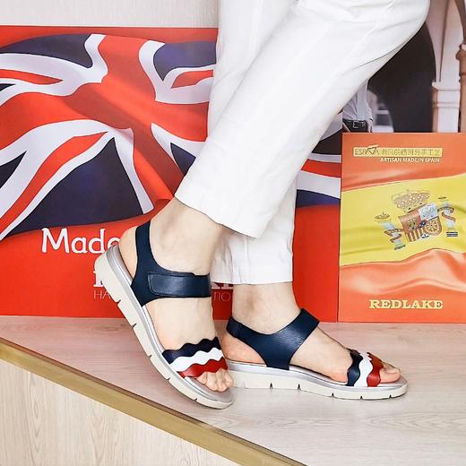 限时特价——西班牙原产优雅超舒适女士皮凉鞋12250-蓝白红法兰西风情 商品图7