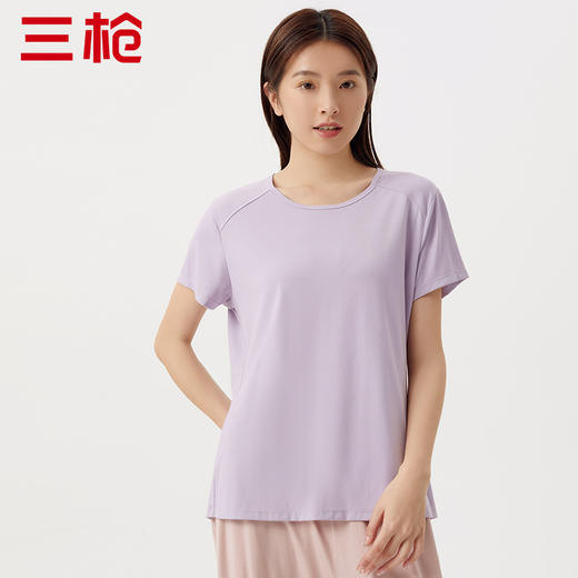 Threegun三枪 【凉感木代尔】网眼圆领女士短袖T恤-24136A011 商品图5