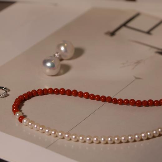 甄珠贝 南红+天然淡水珍珠 4-5mm 52cm项链/3圈手链 商品图1