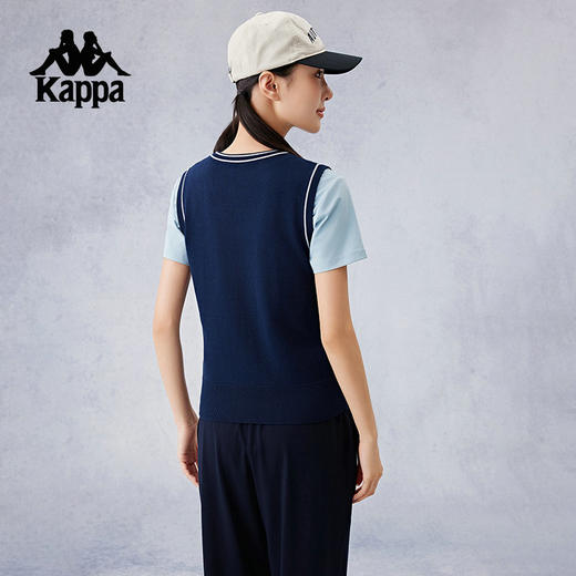 Kappa卡帕背靠背2024新款编织背心运动休闲马甲女款纯棉修身上衣K0E62VV20 商品图3