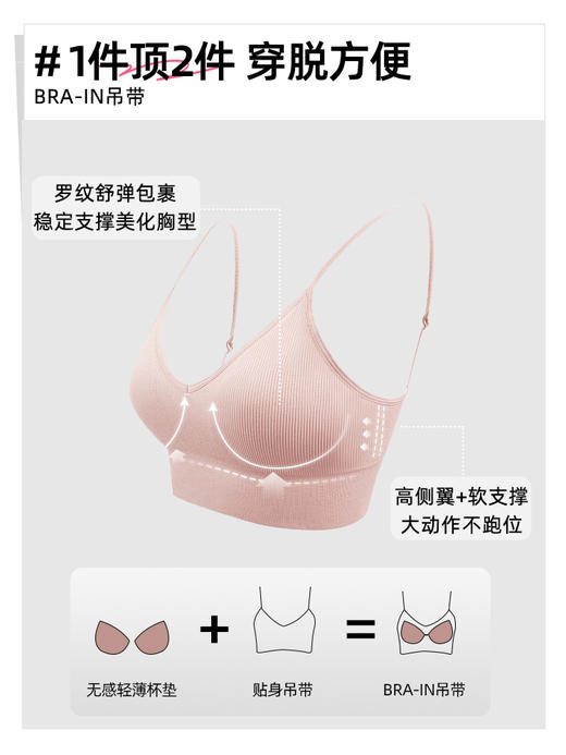 好奇蜜斯美背内衣女无痕露背夏吊带文胸罩一体背心无钢圈打底苏菲娅 商品图3