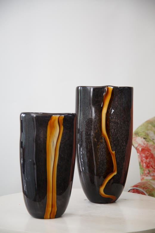 深灰色金条纹花瓶 商品图0