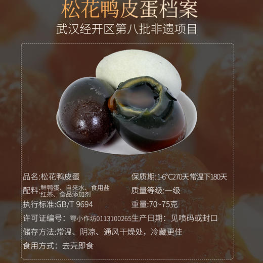 【武汉.汉南】星彤 汉南松花鸭皮蛋1.35千克（20枚） 商品图4