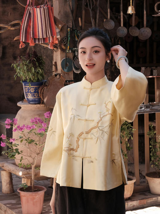 盛唐牡丹盛奢系列| 限量款 |高货-手工刺绣梅竹对襟女上衣(特殊商品不退不换) 商品图0