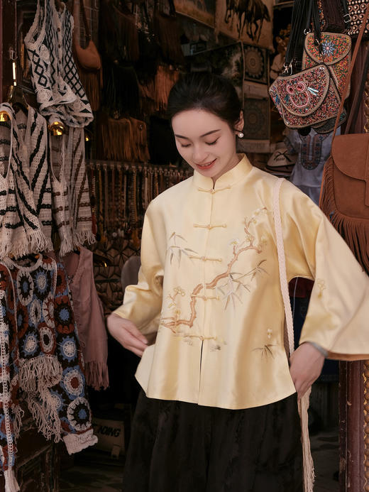 盛唐牡丹盛奢系列| 限量款 |高货-手工刺绣梅竹对襟女上衣(特殊商品不退不换) 商品图1