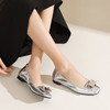 西村名物2024年秋季新款低跟金属饰扣舒软小圆头浅口单鞋T24CE38311 商品缩略图1