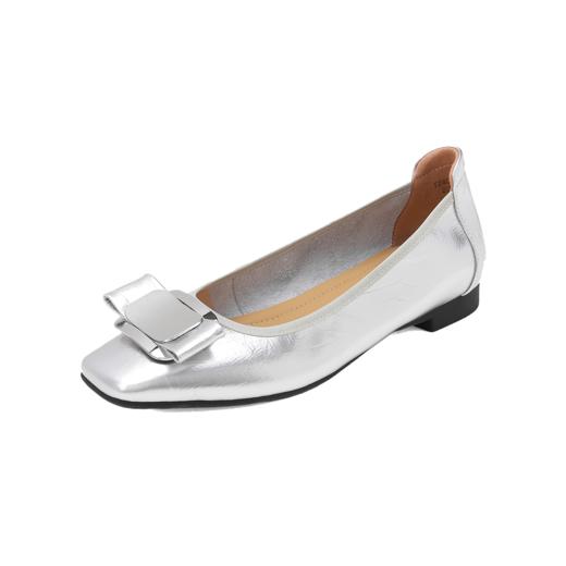 西村名物2024年秋季新款低跟金属饰扣舒软小圆头浅口单鞋T24CE38311 商品图7