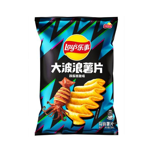 乐事大波浪薯片铁板鱿鱼味马铃薯片零食70g 商品图1