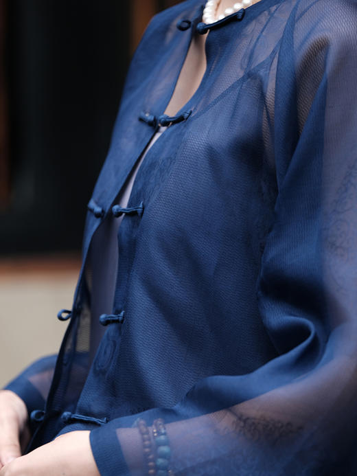 盛唐牡丹| 古法四经绞罗对襟圆领外套 商品图1