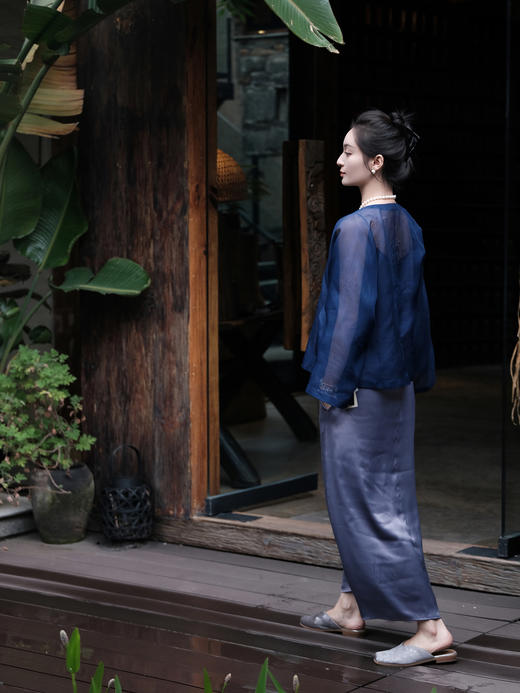 盛唐牡丹| 古法四经绞罗对襟圆领外套 商品图2