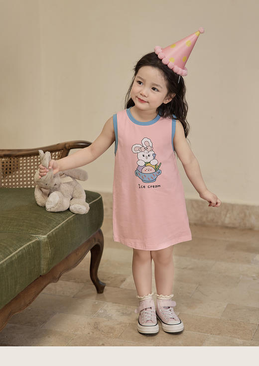 【39元起任选2条】宝宝t裙女长款背心裙夏季婴儿凉感冰瓷棉连衣裙聚 商品图3