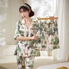 【夏日丛林派对冰丝睡衣】夏季新款冰丝短袖开衫三件套装春秋薄款家居服H242272058 商品缩略图0
