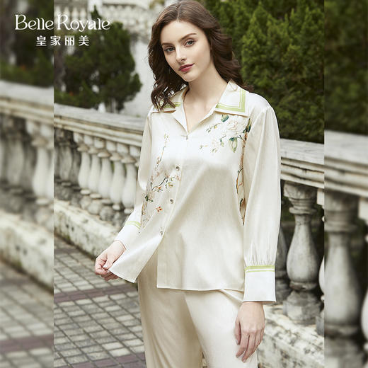 皇家丽美珠光缎开衫家居服长袖长裤睡衣JJT9943 商品图0