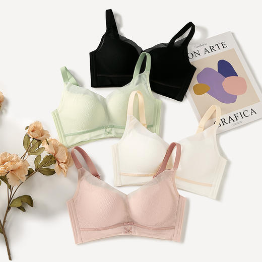 芬腾女士内衣小胸聚拢上托防下垂文胸女款无钢圈舒适透气性感胸罩 商品图4