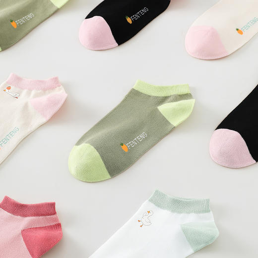 芬腾女士短袜春秋款防臭抗菌浅口棉袜夏季吸汗透气可爱大白鹅袜子 商品图4