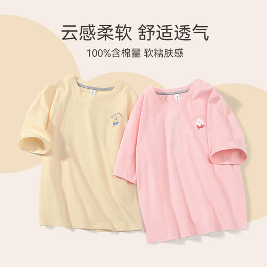 芬腾儿童睡衣女孩夏季薄款纯棉短袖中大童女童装空调家居服套装 商品图1